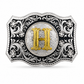 Custom Initial Western Belt Buckle | Silver & Gold Monogram Cowboy Buckle