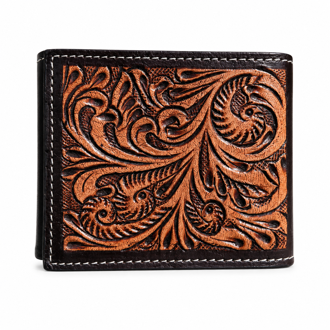 Cowboy Tooled Leather Wallet – Classic Playing Card Design