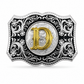Custom Initial Western Belt Buckle | Silver & Gold Monogram Cowboy Buckle