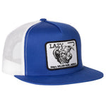 Lazy J Ranch Blue and White Willow Cattle Headquarters Five Panel Trucker Hat