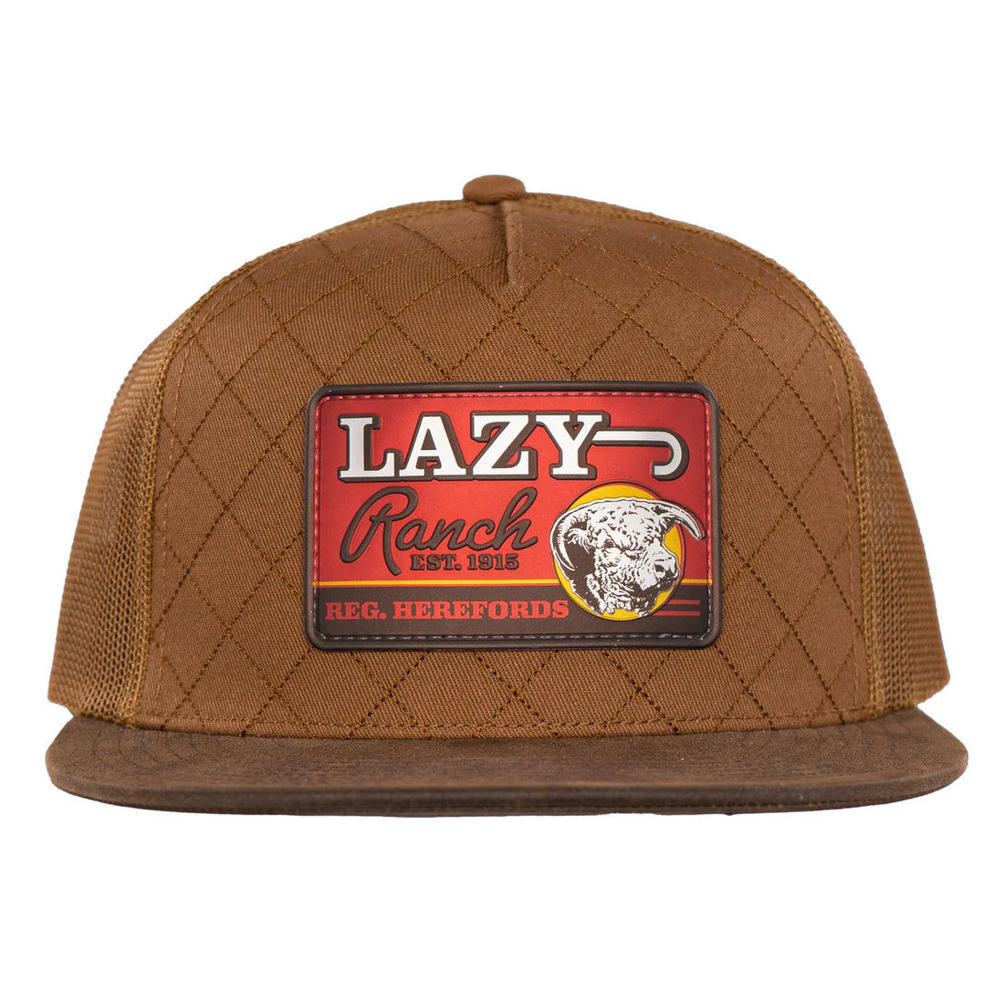 Lazy J Ranch Brown & Dark Brown Quilted Hard Day Classic Five Panel Trucker Hat