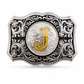 Custom Initial Western Belt Buckle | Silver & Gold Monogram Cowboy Buckle