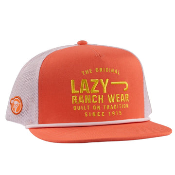 Lazy J Ranch Coral & White Untroubled Classic Rope Trucker Hat