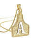 Letter Pendant CowTag Initial Necklace for Men Women Brass Denim Necklace Two-Toned Gold Silver Pendant Adjustable 20 Inch Chain