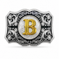 Custom Initial Western Belt Buckle | Silver & Gold Monogram Cowboy Buckle