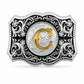 Custom Initial Western Belt Buckle | Silver & Gold Monogram Cowboy Buckle