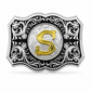 Custom Initial Western Belt Buckle | Silver & Gold Monogram Cowboy Buckle