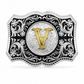 Custom Initial Western Belt Buckle | Silver & Gold Monogram Cowboy Buckle