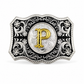Custom Initial Western Belt Buckle | Silver & Gold Monogram Cowboy Buckle