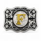 Custom Initial Western Belt Buckle | Silver & Gold Monogram Cowboy Buckle