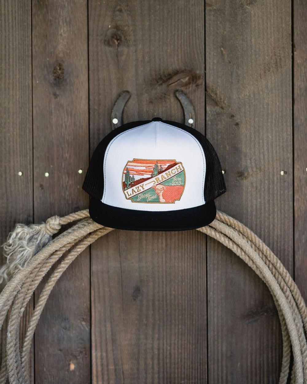 Lazy J Ranch White & Black Desert Show Time Classic Five Panel Trucker Hat