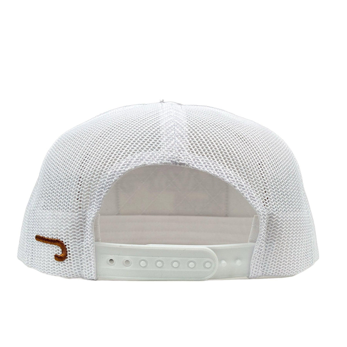 White Cool Front Rope Trucker Hat back view