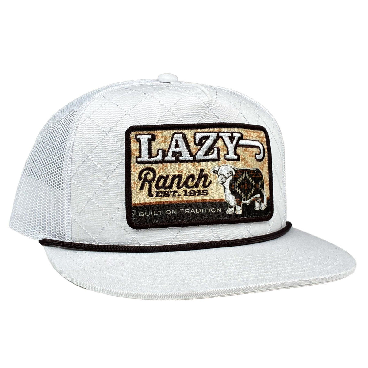 White Lazy J Cool Front Rope Trucker Hat