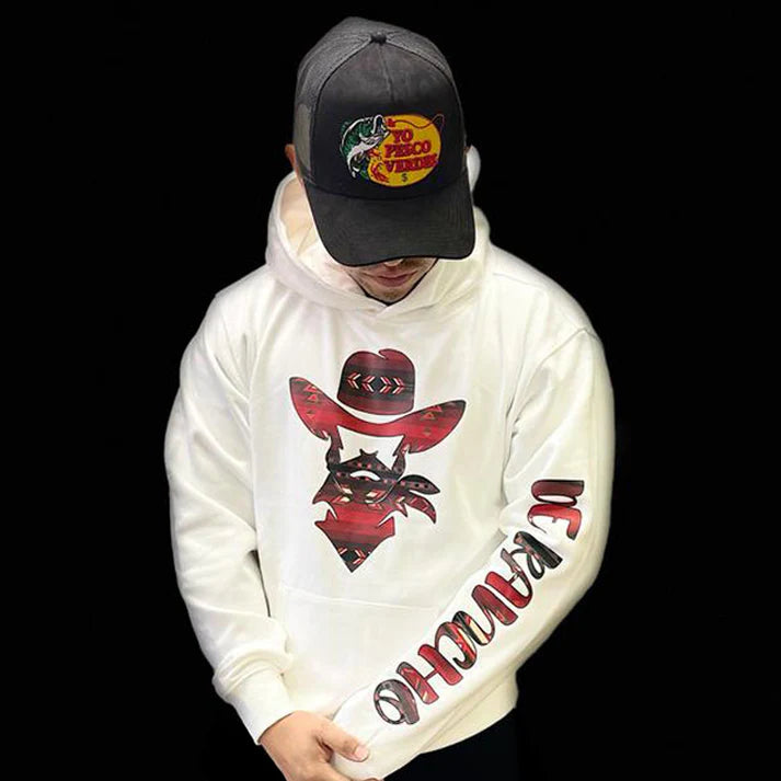 Red Aztec De Rancho Hoodie - White