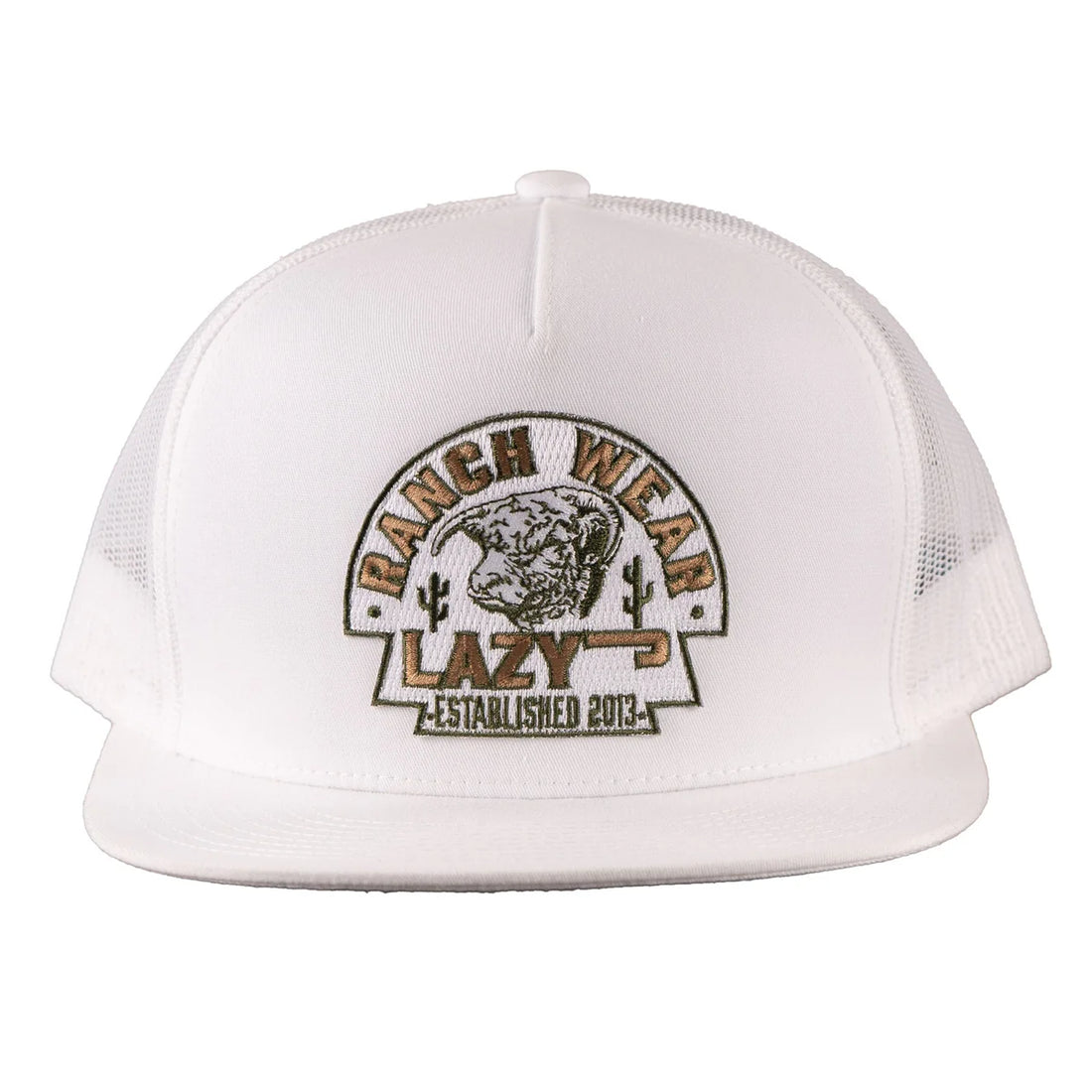 Lazy J Ranch White Olive Arrowhead Classic Five Panel Trucker Hat